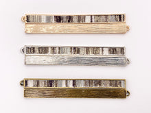 Load image into Gallery viewer, 7x83mm/3.26 inches Pewter Hand Crafted Bar Pendants with Gray Fabric in Gold, Silver and Brass