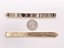 Load image into Gallery viewer, 7x83mm/3.26 inches Pewter Hand Crafted Bar Pendants with Gray Fabric in Gold, Silver and Brass