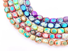 Load image into Gallery viewer, 5x7mm Dyed Composite Variscite/Sea Sediment/Impression Jasper Beads Irregular Rectangular Cube Beads Price Per Strand