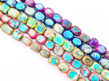 Load image into Gallery viewer, 5x7mm Dyed Composite Variscite/Sea Sediment/Impression Jasper Beads Irregular Rectangular Cube Beads Price Per Strand