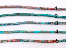 Cargar imagen en el visor de la galería, 4x13mm Dyed Composite Variscite/Sea Sediment/Impression Jasper Beads Tube Shape Beads Price Per Strand