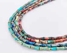 Cargar imagen en el visor de la galería, 5x12mm Dyed Composite Variscite/Sea Sediment/Impression Jasper Beads Bamboo Shape Beads Price Per Strand