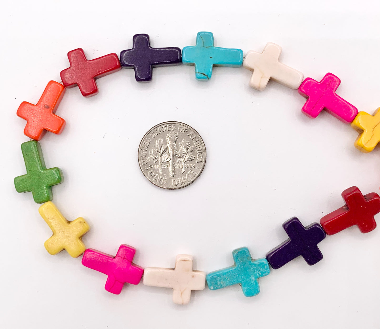 12x16mm Cross Howlite Turquoise Flat Beads White, Red, Turquoise, Multicolor, Green, Black, Purple And More Around 15" Price 1 Strand