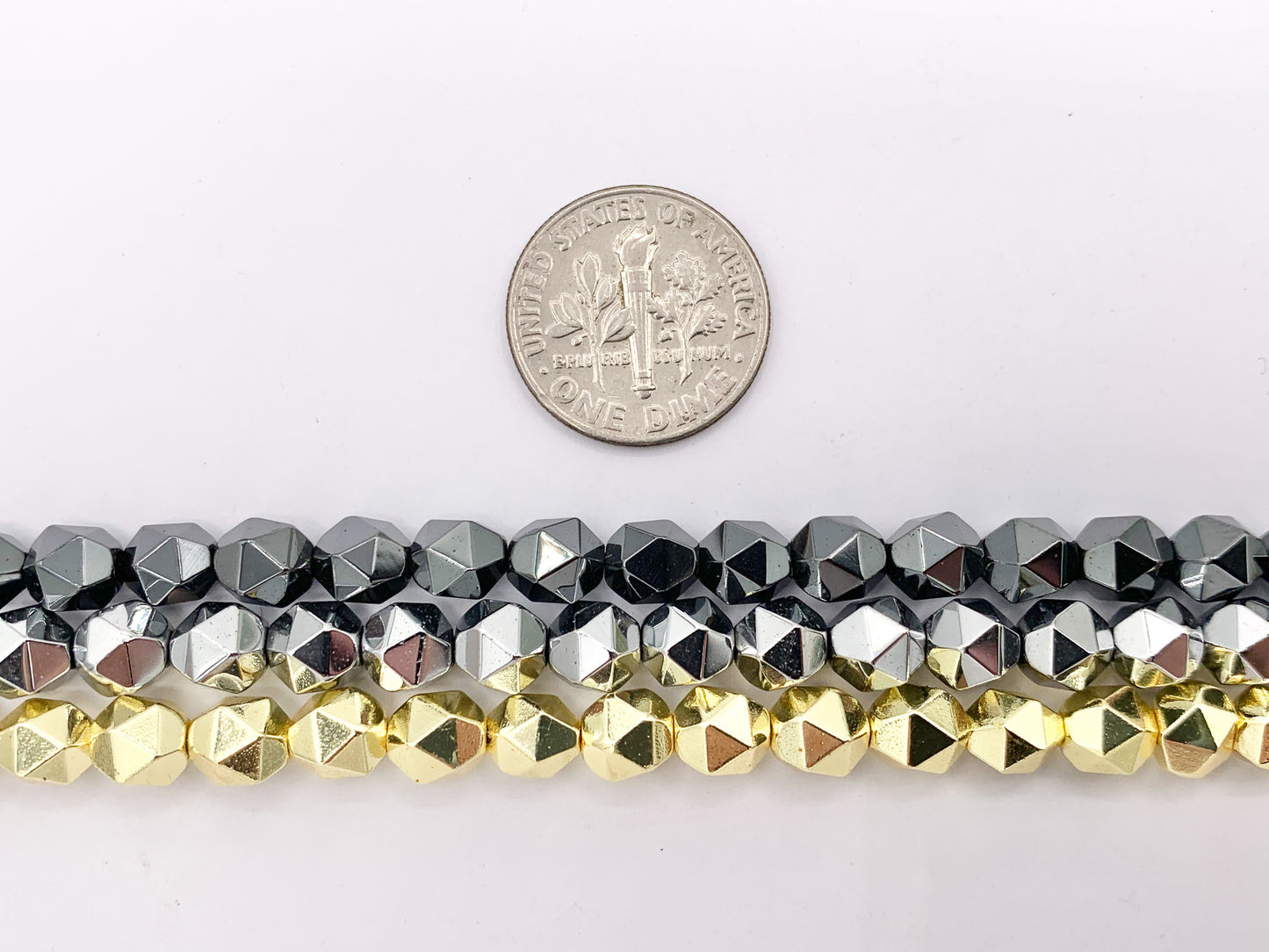 6mm Hematite Star Cut Beads | 18K Gold/Rhodium Plated Beads | Space Beads for Jewelry Making Around 15-16"
