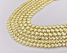 Cargar imagen en el visor de la galería, 6mm 8mm Hematite Puffy Heart Beads | 18K Gold Plated Beads | Space Beads for Jewelry Making | Valentine's Day Jewelry Ideas | Around 16"