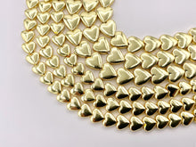 Cargar imagen en el visor de la galería, 6mm 8mm Hematite Puffy Heart Beads | 18K Gold Plated Beads | Space Beads for Jewelry Making | Valentine's Day Jewelry Ideas | Around 16"