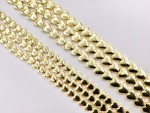 Cargar imagen en el visor de la galería, 6mm 8mm Hematite Puffy Heart Beads | 18K Gold Plated Beads | Space Beads for Jewelry Making | Valentine's Day Jewelry Ideas | Around 16"