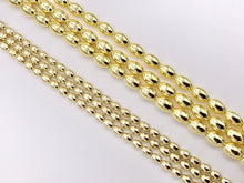 Load image into Gallery viewer, Hematite Puffy Rice Shape Shiny Beads | Real 18K Gold Plated Stone Beads 3mm 5mm Around 16"