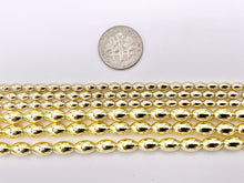 Load image into Gallery viewer, Hematite Puffy Rice Shape Shiny Beads | Real 18K Gold Plated Stone Beads 3mm 5mm Around 16"