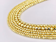 Load image into Gallery viewer, Hematite Faceted Cube Shiny Spacer Beads | Real 18K Gold Plated Stone Beads 4mm 5mm 6mm Around 15"