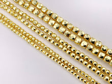 Load image into Gallery viewer, Hematite Faceted Cube Shiny Spacer Beads | Real 18K Gold Plated Stone Beads 4mm 5mm 6mm Around 15"