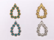 Cargar imagen en el visor de la galería, 34x49mm Pewter Flora Teardrop Pendants with Turquoise Howlite in Gold, Silver Gunmetal and Bronze Color 6 PCS