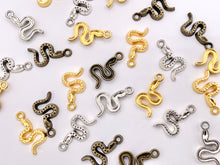 Cargar imagen en el visor de la galería, 11x20mm Pewter Cute Tiny One Sided Snake Charm | Available in Bronze, Gold, Silver 125g