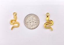 Cargar imagen en el visor de la galería, 11x20mm Pewter Cute Tiny One Sided Snake Charm | Available in Bronze, Gold, Silver 125g