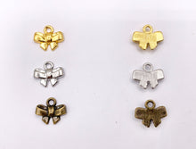 Load image into Gallery viewer, 13x11mm Pewter Cute Tiny Bow Tie Charm in Gold, Silver and Brass 125g