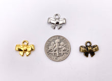 Load image into Gallery viewer, 13x11mm Pewter Cute Tiny Bow Tie Charm in Gold, Silver and Brass 125g