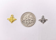 Load image into Gallery viewer, 11x10mm Pewter Cute Tiny One Sided Bumble Bee Charm | Available in Bronze, Gold, Silver, Copper, Gunmetal