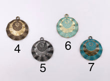 Cargar imagen en el visor de la galería, 26mm Pewter Wavy Hammered Coin Charms Cute Swirl Coin Pendants in Light Gold, Gold, Silver, Bronze, Gunmetal and Blue Patina Color