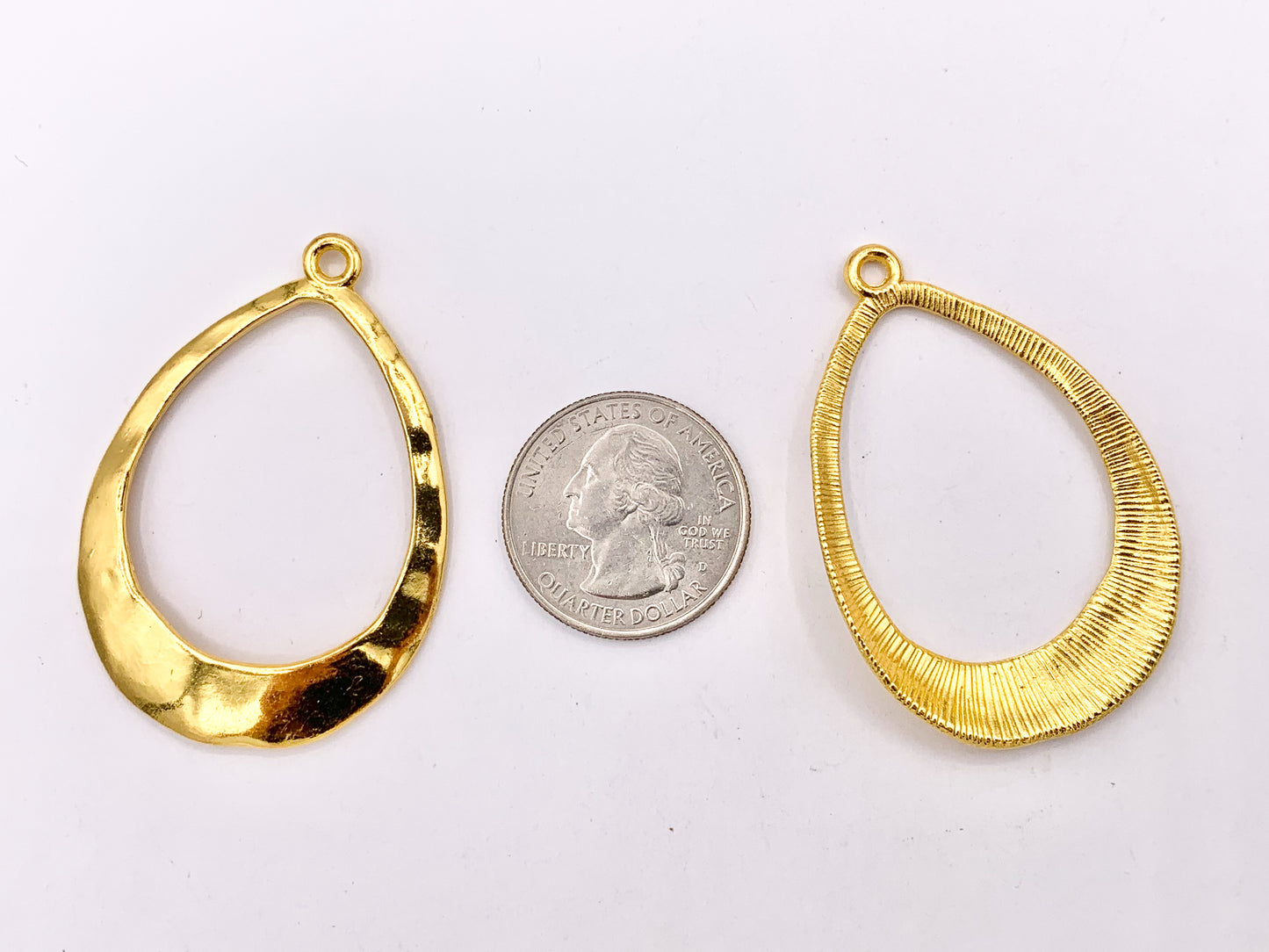 34x50mm Pewter Large Center Cut Out Teardrop Pendants in Gold, Silver, Bronze, Copper and Gunmetal Color