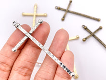 Cargar imagen en el visor de la galería, 35x65mm Pewter Large Cross Pendants in Matte Gold, Silver, Bronze Color