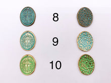 Cargar imagen en el visor de la galería, 21x26mm Pewter Oval Cross Charms Cute Carved Floral Religious Pendants Available in 10 Colors