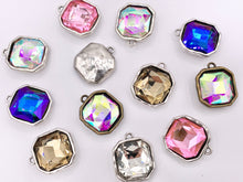 Load image into Gallery viewer, 29mm Pewter Large Soldered Crystal Square Silver And Bronze Pendant Available in 6 Colors 5 PCS