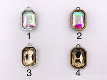 Cargar imagen en el visor de la galería, 24x36mm Pewter Large Soldered Crystal Rectangle Silver And Bronze Pendant Available in 12 Colors 5 PCS