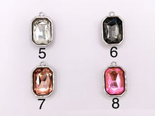 Cargar imagen en el visor de la galería, 24x36mm Pewter Large Soldered Crystal Rectangle Silver And Bronze Pendant Available in 12 Colors 5 PCS