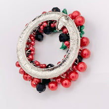 Load image into Gallery viewer, Dangle Beaded Christmas Wreath Holiday Decoration Red and Green Pendant With Crystal & Imitation Pearls
