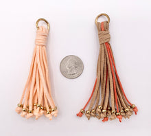 Load image into Gallery viewer, 4 inches Faux Suede Tassel with Gold Beads Beautiful Handmade Tassel in Black, Brown, Peach, Blue, Green 1 PAIR