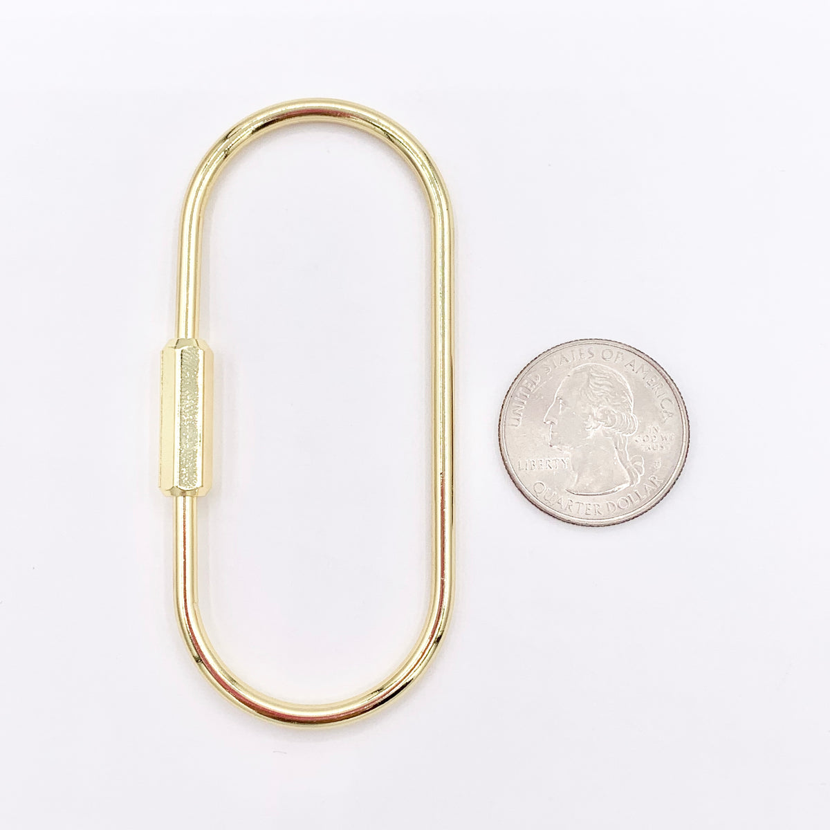 Large Oval Carabiner Screw Closure Clasp in 18K Gold Plated Copper
