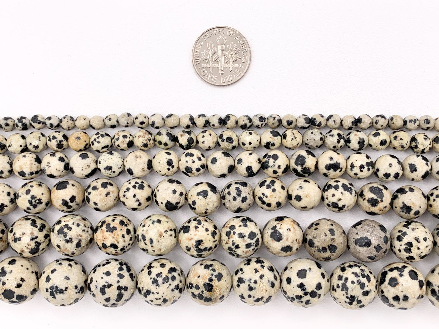 Dalmatian Jasper Round Faceted Natural Stone Beads 4mm 6mm 8mm 10mm 12mm 14mm 14"-15"