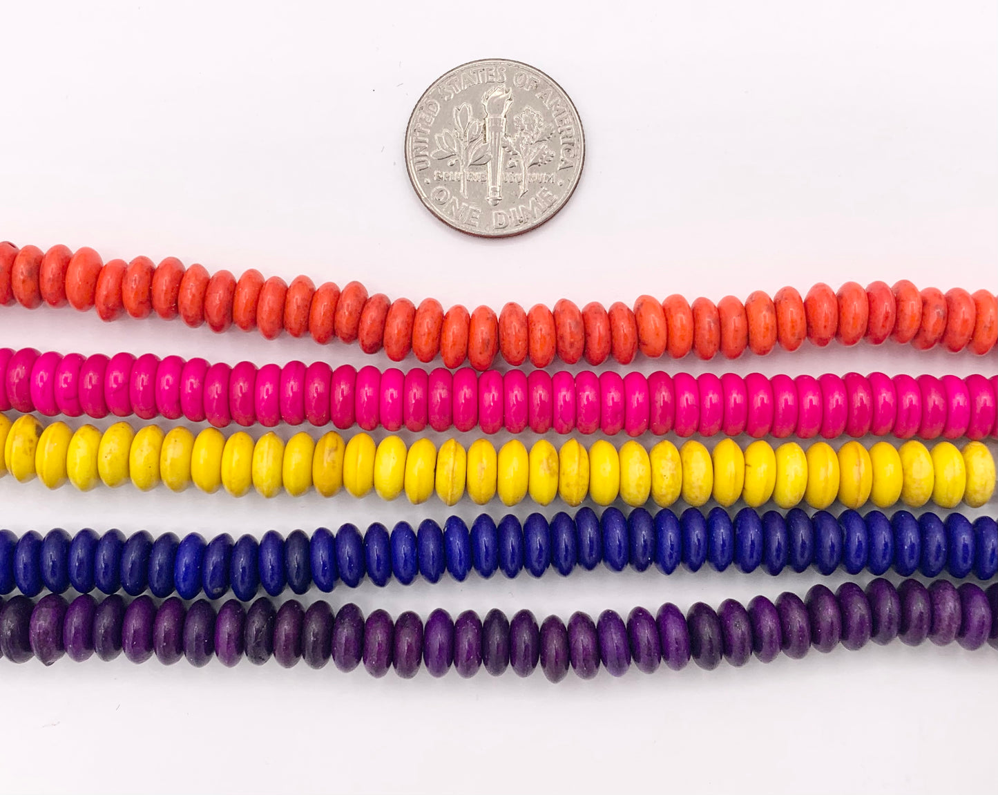 2x6mm Howlite Rondelle Beads White, Red, Turquoise, Multicolor, Green, Red, Dark Blue, Purple And More Around 15" Price 1 Strand