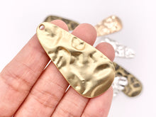 Load image into Gallery viewer, 23x47mm Pewter Hammered Teardrop One Sided Large Pendants Bulk Order in Matte Gold, Gold, Silver, Brass and Gunmetal