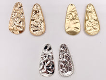Load image into Gallery viewer, 23x47mm Pewter Hammered Teardrop One Sided Large Pendants Bulk Order in Matte Gold, Gold, Silver, Brass and Gunmetal