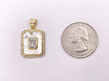 Load image into Gallery viewer, White Lip Shell Rectangle Pendants with CZ Pave in 18K Gold Plated over Copper 4 PCS