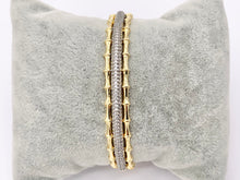 Load image into Gallery viewer, 2 Tone Cute Bamboo Layered Adjustable Bangle in Gold/Silver Plated over Brass