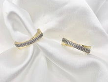 Cargar imagen en el visor de la galería, 2 Tone Minimalist Wrap Adjustable CZ Pave Ring in Real Gold/Platinum 18K Plated Copper 4 PCS