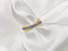 Cargar imagen en el visor de la galería, 2 Tone Minimalist Wrap Adjustable CZ Pave Ring in Real Gold/Platinum 18K Plated Copper 4 PCS