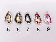 Load image into Gallery viewer, 16x26mm Pewter Soldered Irregular Shape Silver and Brass Crystal Glass Charm in 9 Colors 6PCS