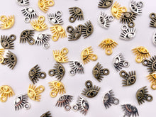 Load image into Gallery viewer, 10x8mm Pewter Tiny Cute Evil Eye Charms Bulk Order in Gold, Silver, Brass 125g