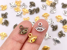 Load image into Gallery viewer, 10x8mm Pewter Tiny Cute Evil Eye Charms Bulk Order in Gold, Silver, Brass 125g