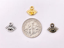 Load image into Gallery viewer, 10x8mm Pewter Tiny Cute Evil Eye Charms Bulk Order in Gold, Silver, Brass 125g