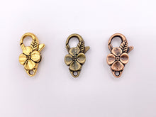 Cargar imagen en el visor de la galería, 14x25mm Pewter Antique Large Flora Lobster Claw Clasps in Gold, Copper, Brass 18 PCS