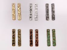 Load image into Gallery viewer, 7x39mm/1.5 inches Pewter Hammered FAITH Bar Pendants Bulk Order in Gold, Silver, Copper, Brass, Gunmetal and Patina