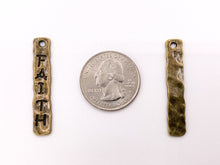 Load image into Gallery viewer, 7x39mm/1.5 inches Pewter Hammered FAITH Bar Pendants Bulk Order in Gold, Silver, Copper, Brass, Gunmetal and Patina