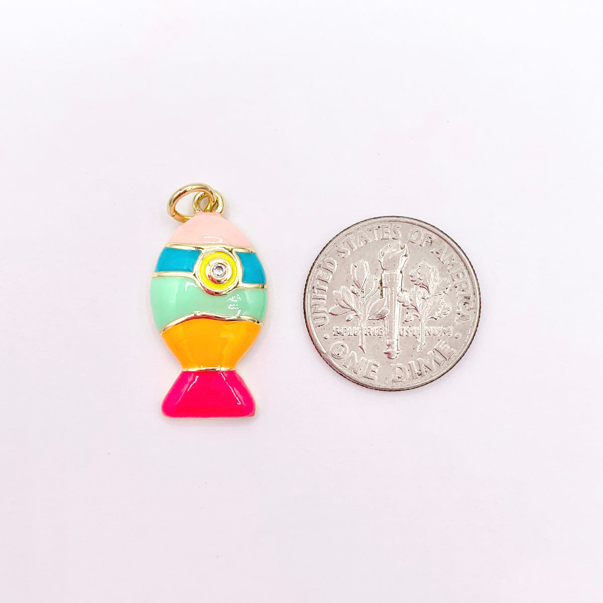 12x23mm Colorful Enamel Fish Charms in 18K Gold Plated Copper 8 PCS