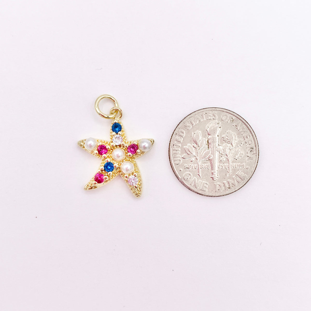 Colorful Starfish Charms Plated in 18K Gold Copper Base 10 PCS