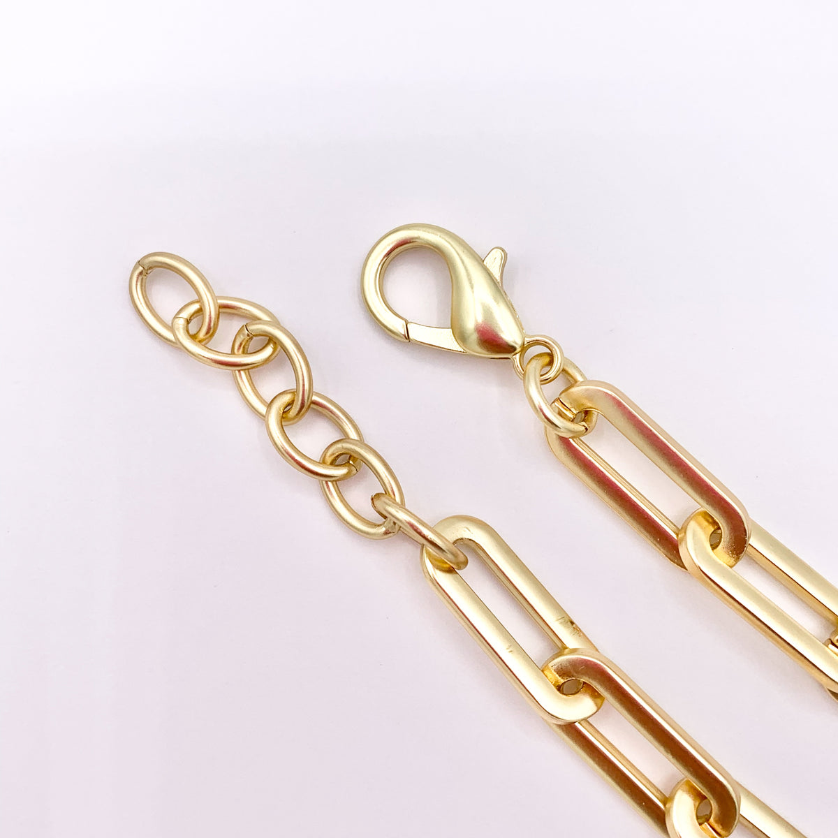 Matte Chunky Paperclip Link 18K Gold Plated Copper Finished Necklace 17.5" + 2" Extension Link 1 PC