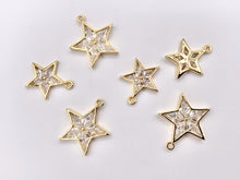 Cargar imagen en el visor de la galería, Cute CZ Pave Star Pendant in Real Gold 18K Plated Copper